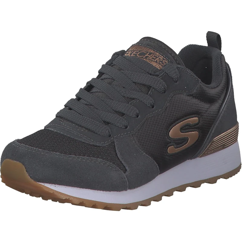 Skechers Women's Og 85 Gold'n Gurl Trainers, Grey Charcoal Suede Nylon Mesh Rose Gold Trim Ccl, 6.5 UK