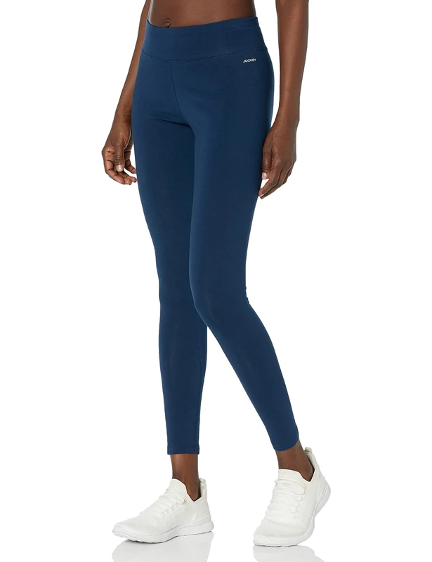 Jockey Women's Active Cotton Stretch Wide Waistband Ankle Leggings, Dark Navy, XL