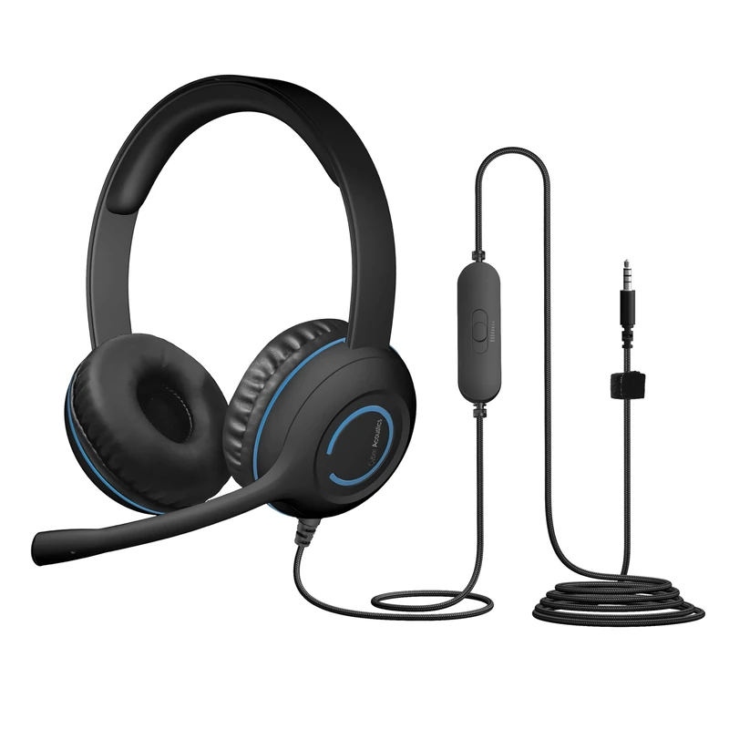 Cyber Acoustics 3.5mm Stereo Headset (AC-5002) with Noise-Canceling Microphone for PCs, Tablets, and Cell Phones in The Classroom or Home