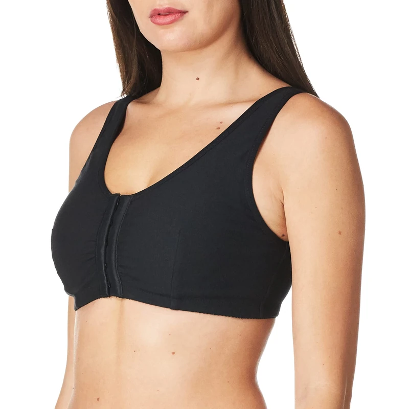 AMOENA Women's Frances Front-Closure Leisure Bra, Opaque, Black, Large DD/E - Image 1