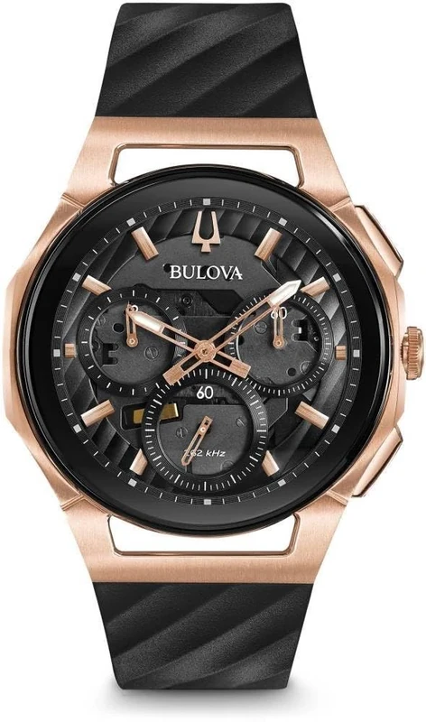 Bulova Mens Chronograph Quartz Watch with Rubber Strap 98A185
