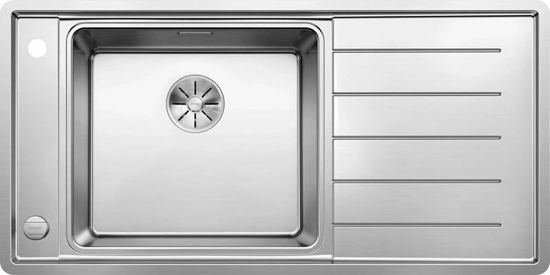 BLANCO Andano XL 6 S-IF 523000 Kitchen Sink, Left Basin with Multifunctional Tray, InFino Drain System and Drain Control Stainless Steel Silk Gloss