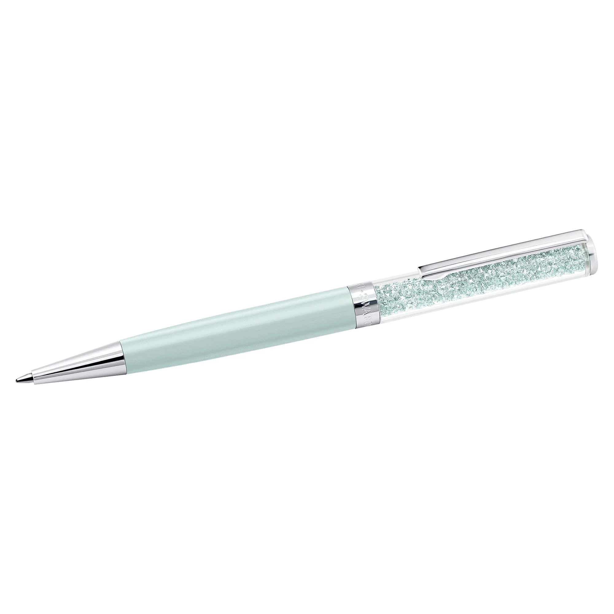 Swarovski Crystalline Ballpoint Pen, Black Ink in Mint Coloured Casing, Crystal Design, from the Crystalline Collection