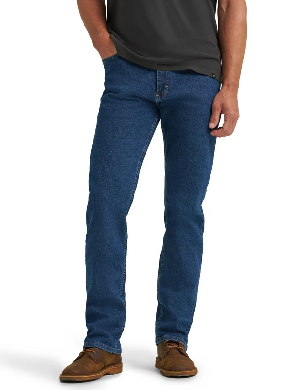 Wrangler Authentics Mens Regular Fit Comfort Flex Waist Jeans, Blue, 42W / 32L UK