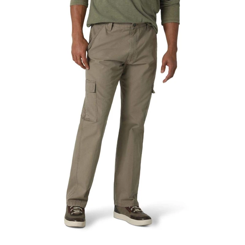 Wrangler Authentics Men's Twill Relaxed Fit Cargo Pant (Logan) Casual, Military Khaki Ripstop, 34W x 32L