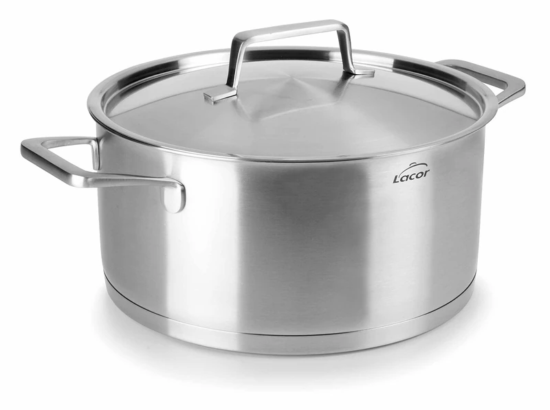Lacor 45022 Casserole with Lid Foodie, 22 x 10.5 cm, Silver
