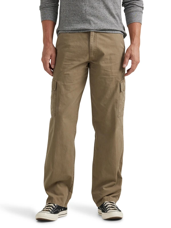 Wrangler Authentics Men's Twill Relaxed Fit Cargo Pant, Military Khaki Ripstop, 32W x 29L
