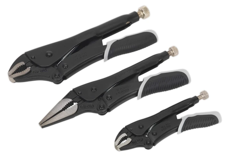 Sealey Ak6863B Locking Pliers Set 3Pc Quick Release Black Series