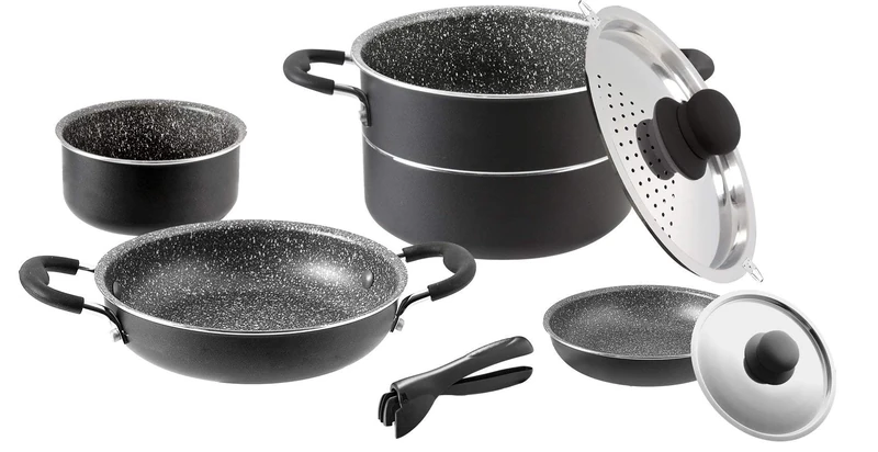 BRUNNER Camping Aluminium Cookware and Tableware Set Pirate 7+1 Ø 20 cm