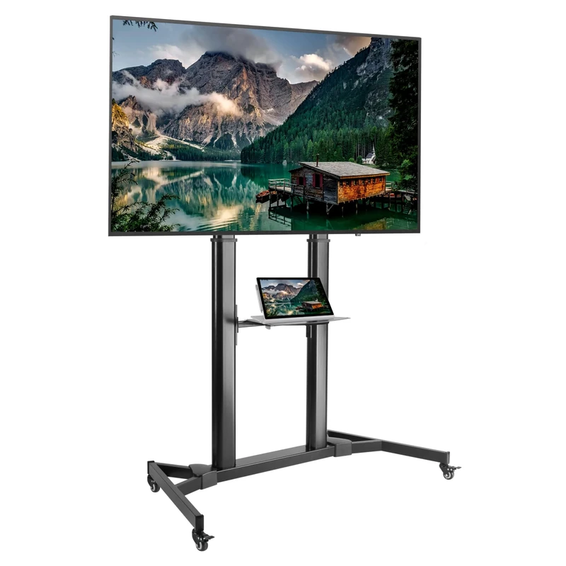ProperAV Mobile TV Trolley Stand on Wheels 60'' 63'' 65" 70'' 75'' 80'' 100'' Max Load 100kg Max VESA 1000x600 - Image 1
