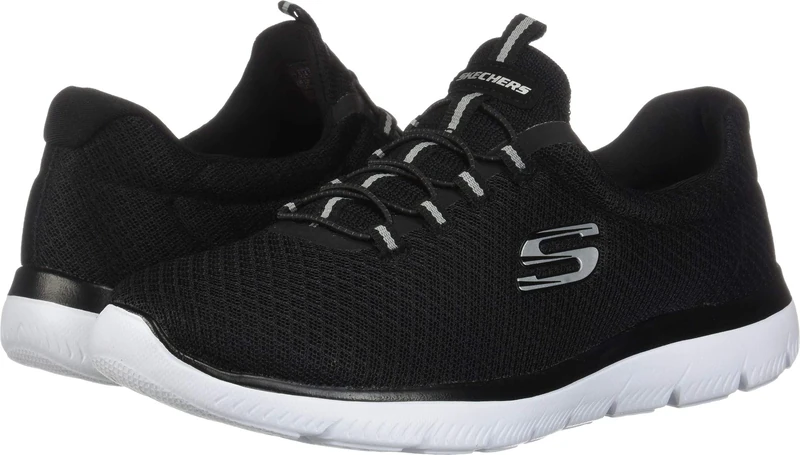 Skechers Womens Summits Top Player Sneaker, Black Mesh White Trim00, 5.5 UK