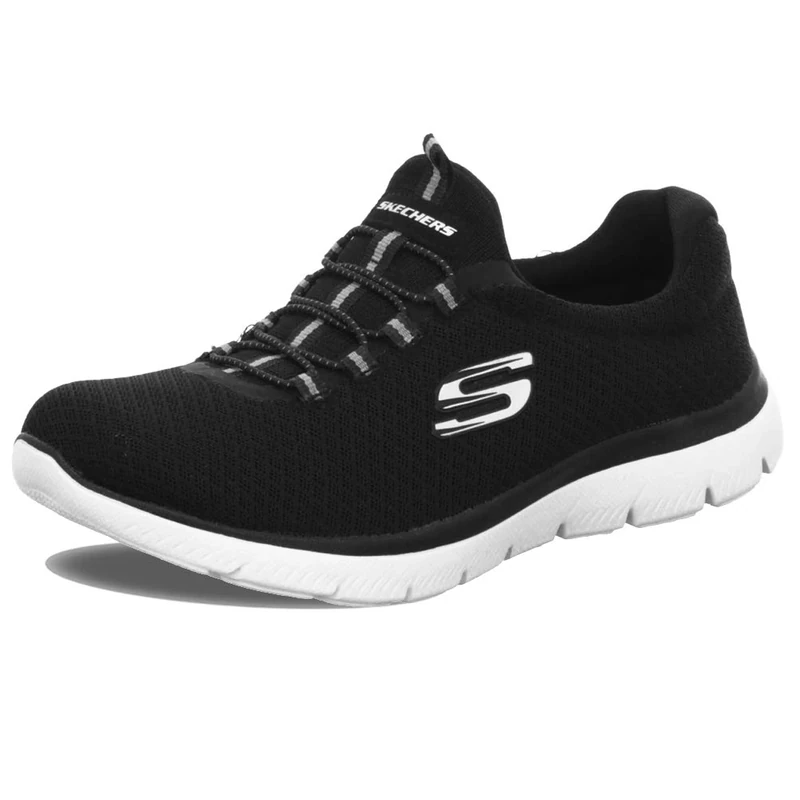 Skechers Womens Summits Top Player Sneaker, Black Mesh White Trim, 3 UK