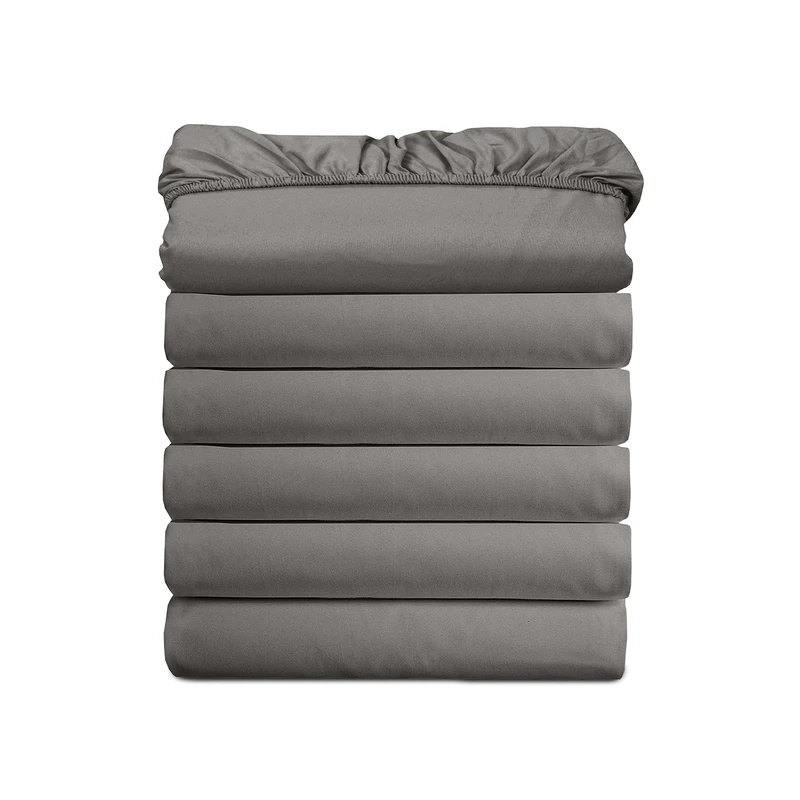 Elegant Comfort (6-Pack Luxury Fitted Sheets! Premium Hotel Quality Wrinkle-Free 1500 Premier Hotel Quality 6-Pack Fitted Sheet with Storage Pockets on Sides, Full Size, Gray