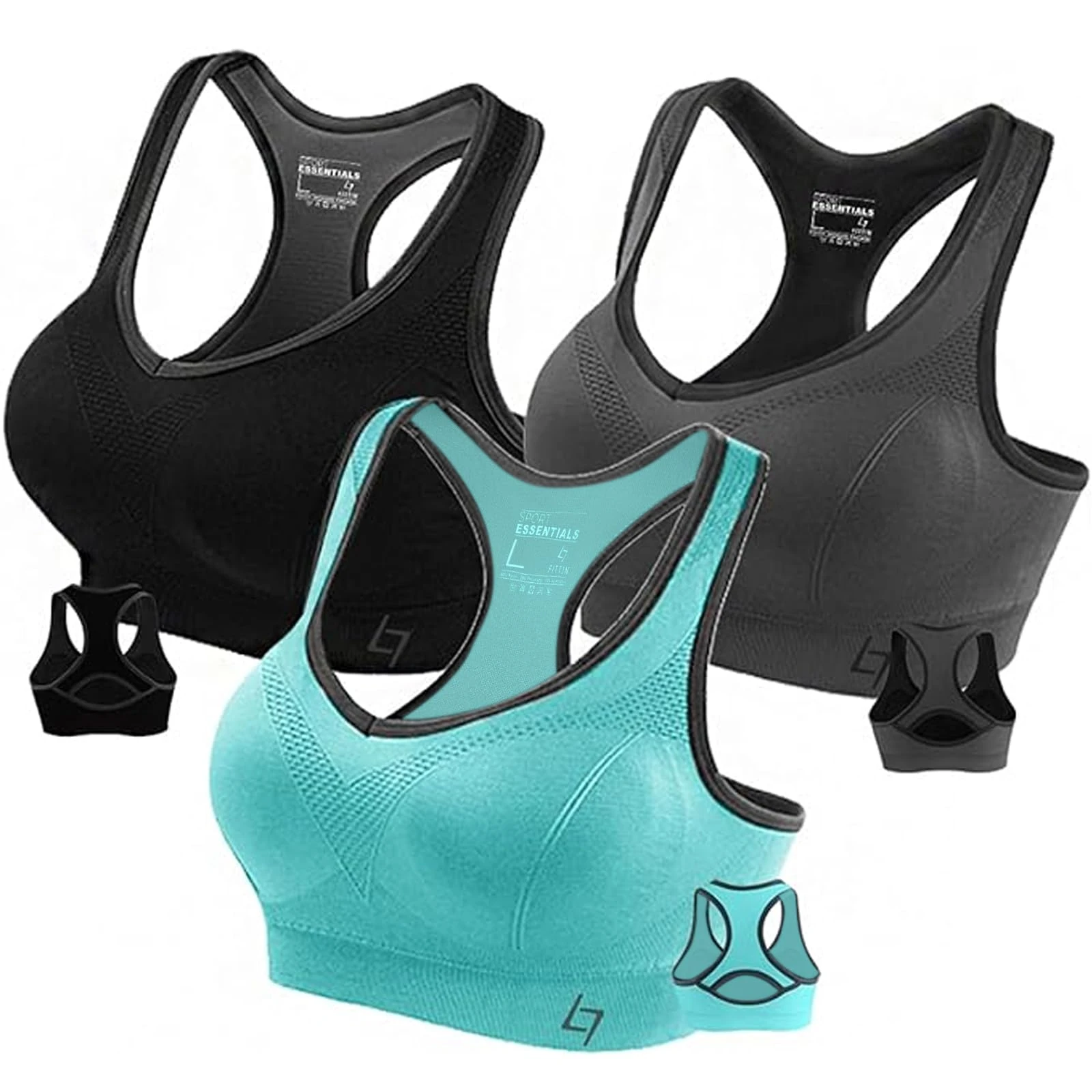 FITTIN Racerback Sports Bra for Women- Padded Seamless Activewear Bras for Yoga Gym Workout Fitness