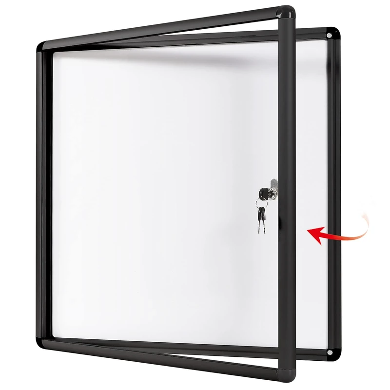 Swansea Lockable Bulletin Boards Black Frame Enclosed Display Case,with Magnets,for School Message Notice 28x26inch(6XA4)