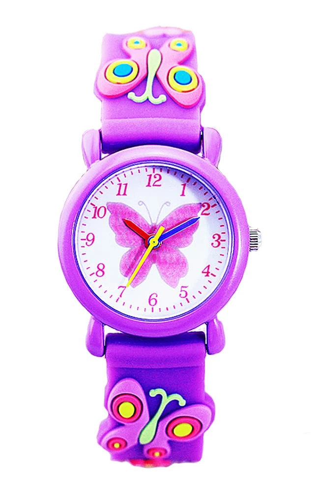 Fashionable-Shop Colourful Silicon Classic Stylish Jelly Strap Unisex Women Lady Girls Wrist Watch, Butterfly., Children One Size, Strap