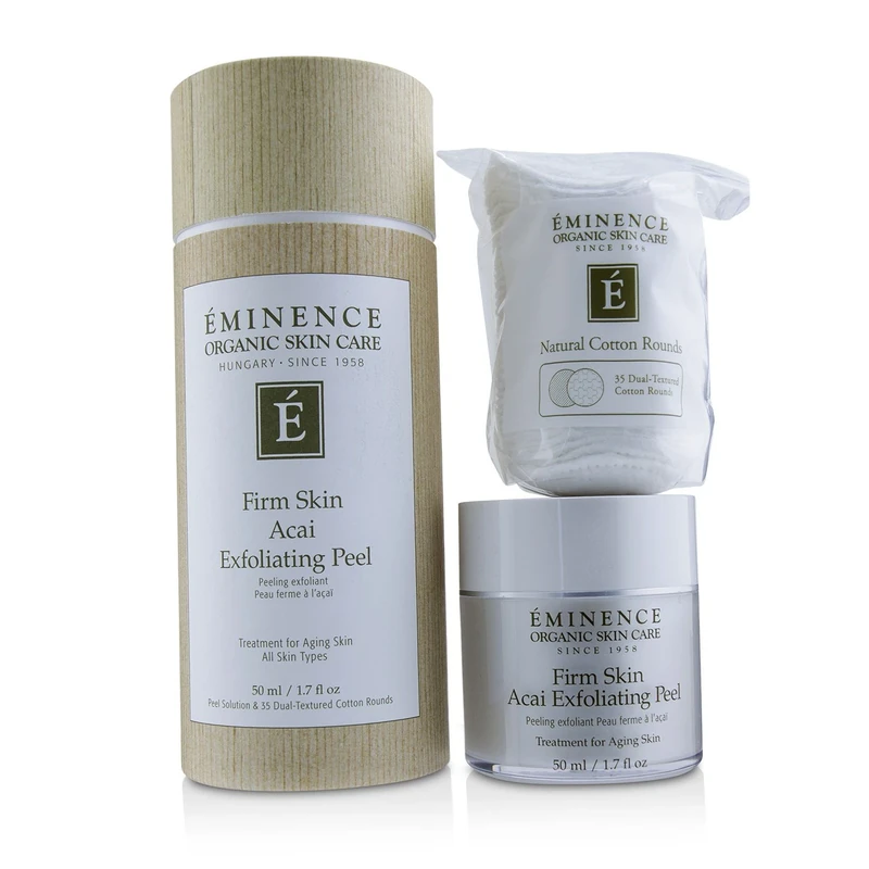 Eminence Firm Skin Acai Exfoliating Peel For Unisex 2 Pc 1.7oz Peel Solution, 35Pc Dual - Texture Cotton