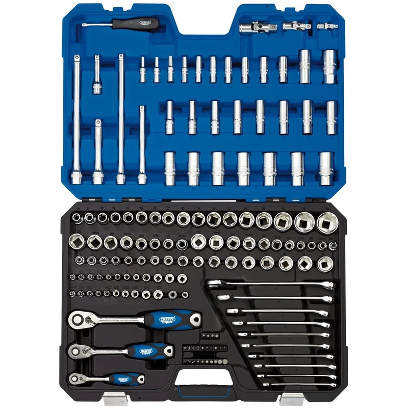 Draper 16460 Square Drive 15 Pieces Tool Kit, Blue, 1/4 Inch, 3/8 Inch and 1/2 Inch