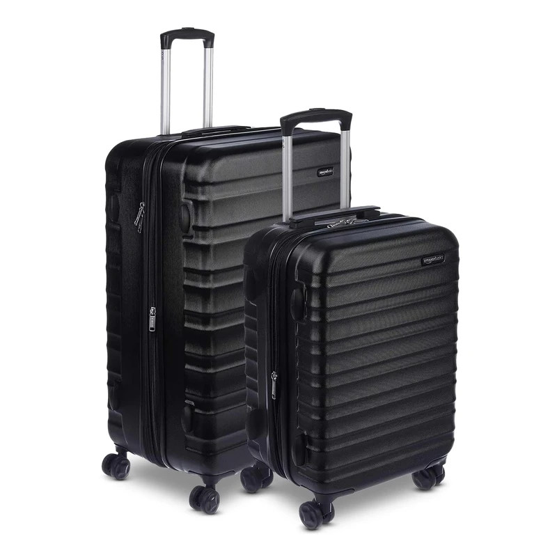 Amazon Basics Hardside Expandable Luggage Set (Medium + Large) - ABS Travel Luggage with 4 Double Spinner Wheels - Scratch Resistant and Lightweight Construction - Black