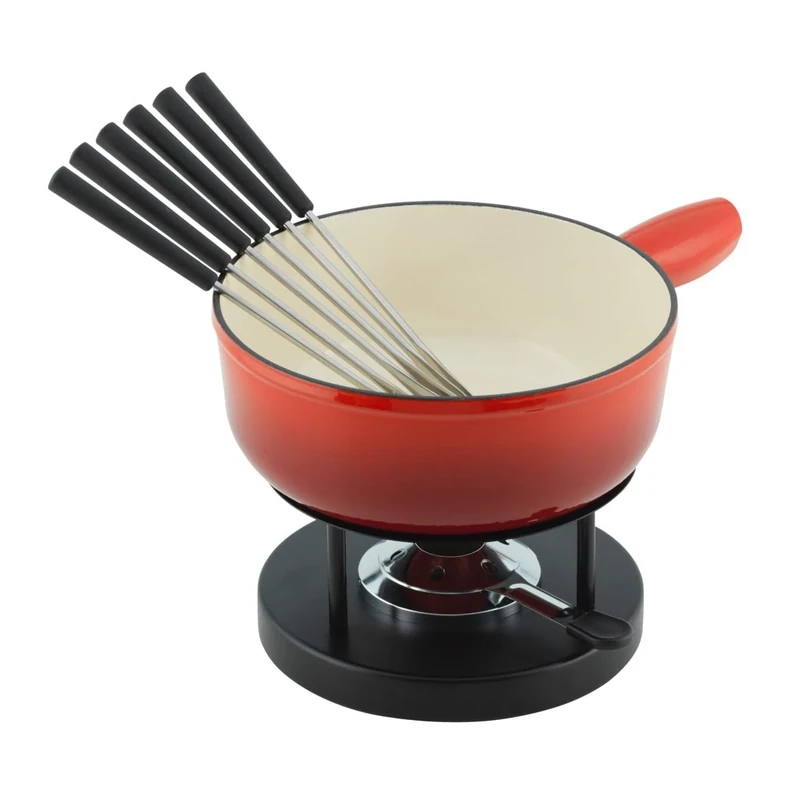 Kuhn Rikon 32236 Cheese Fondue Set, Red, Cast Iron