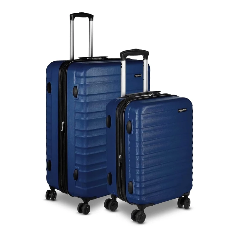 Amazon Basics Hardside Expandable Luggage Set (Medium + Large) - ABS Travel Luggage with 4 Double Spinner Wheels - Scratch Resistant and Lightweight Construction - Navy Blue
