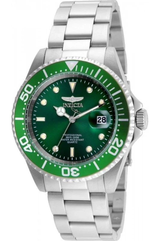 Invicta Pro Diver 24947 Men's Watch - Waterproof - Analogue - Quartz Movement - stainless steel with Green dial - 40mm