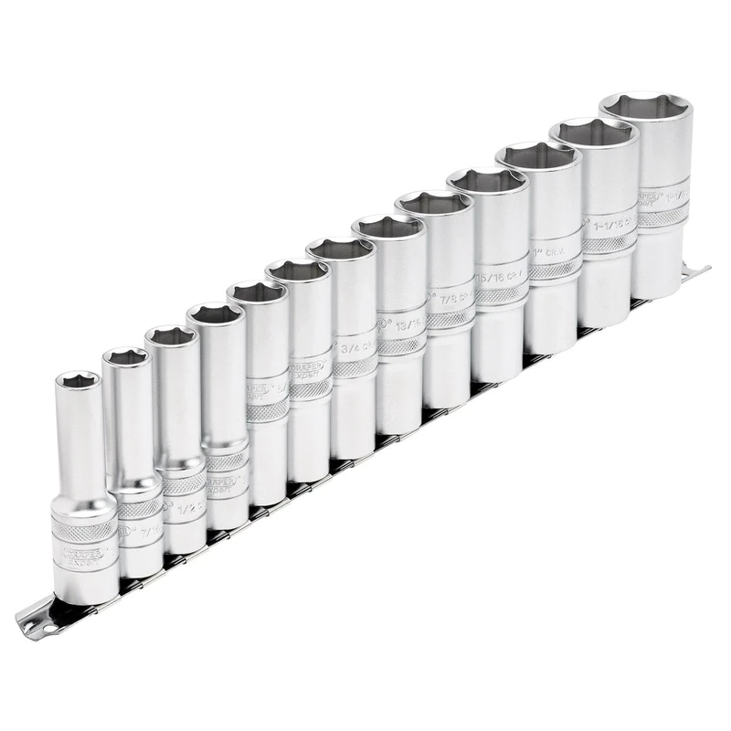 Draper 16500 1/2-Inch Square Drive Imperial 13 Piece Deep Socket Set , Blue