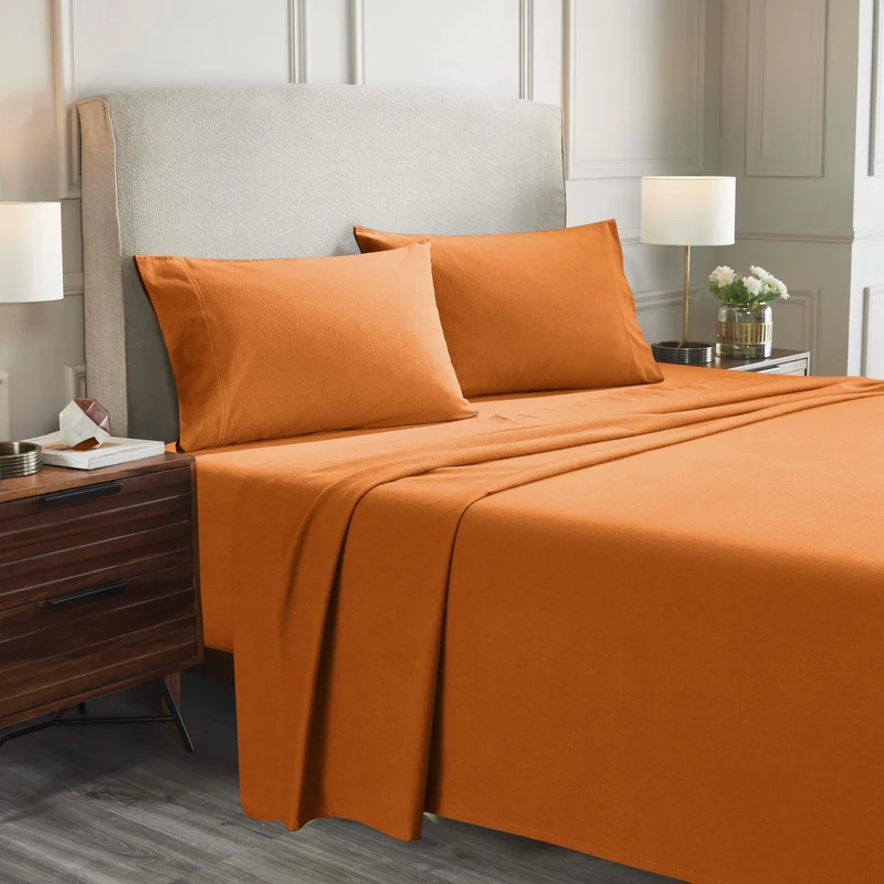 Superior Flannel-SH Sheet Set, Queen, Pumpkin