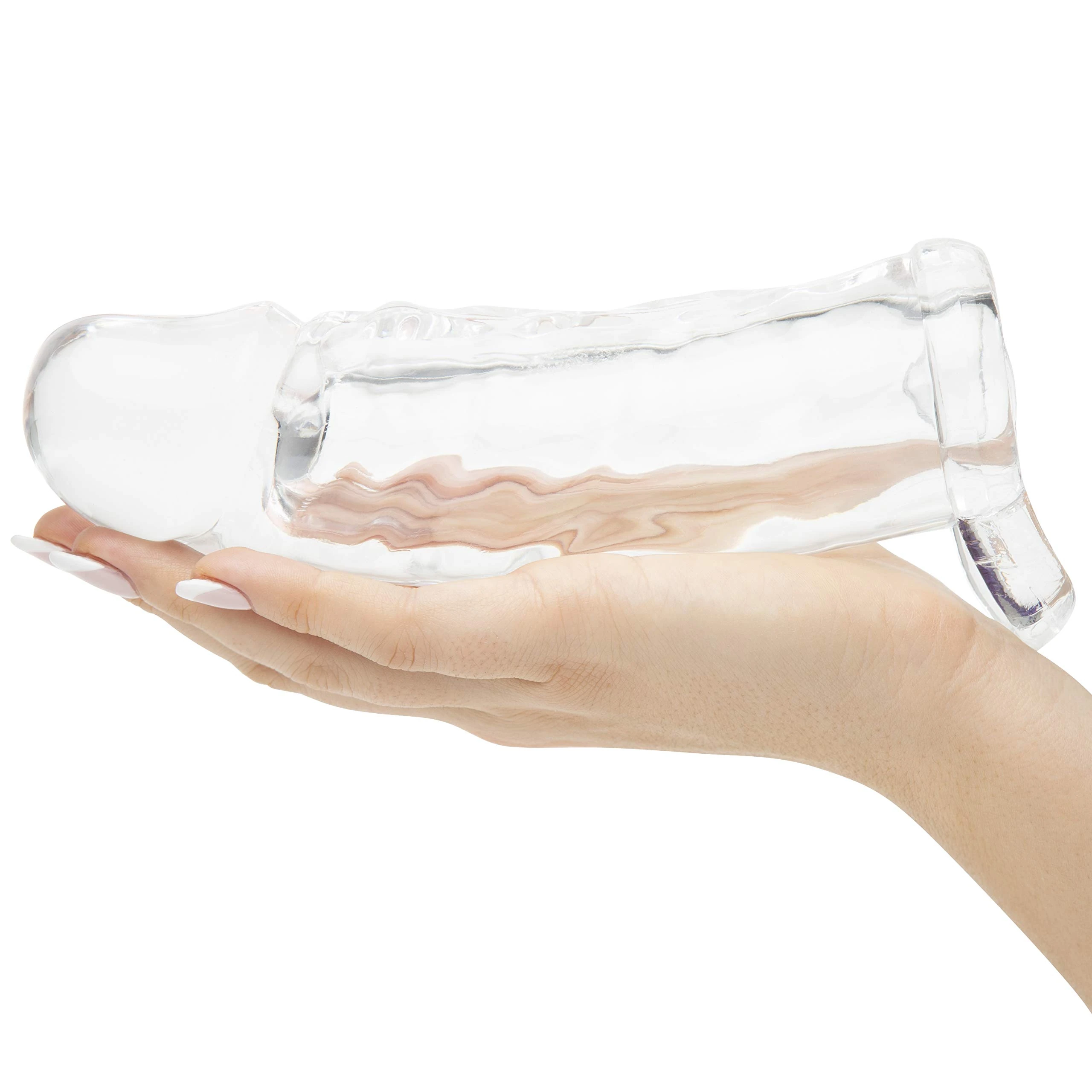 Lovehoney Mega Mighty Thick Realistic Penis Sleeve - Penis Extender with Ball Loop Add 2 Extra Inches - Cock Sleeve and Girth Enhancer for Men - Clear