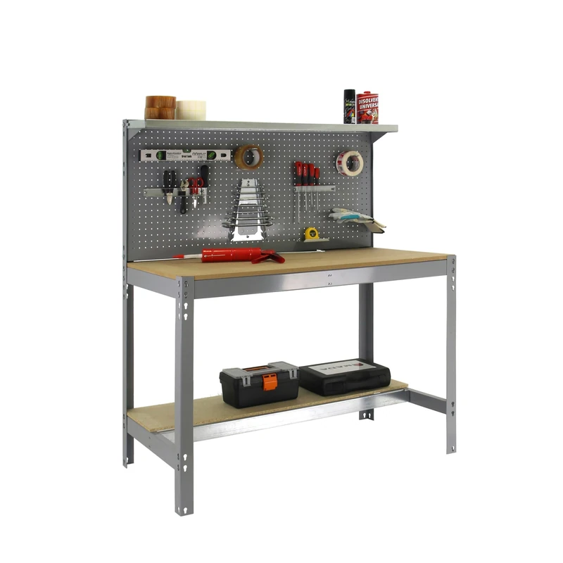 Banco de Trabajo con panel organizador y repisa abatible