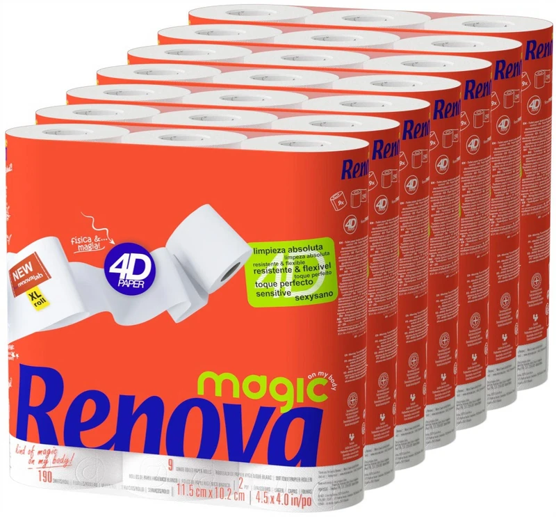 Renova Toilet Paper – 7 Packs of 9 Rolls – Total:63 Rolls