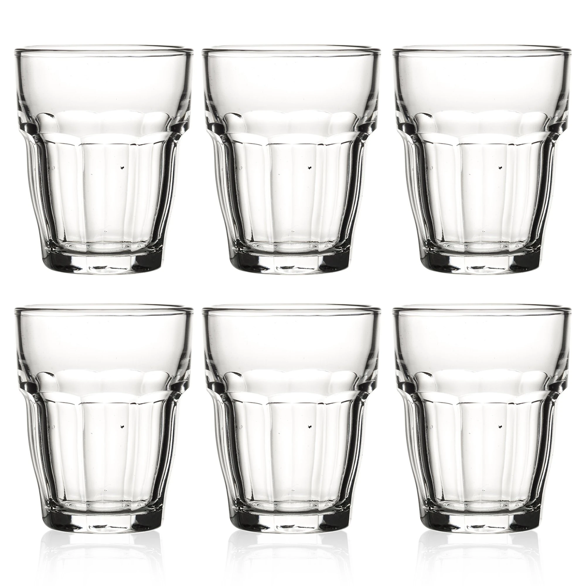BORMIOLI Rocco ‘Rock Bar’ Retro Shot Glasses Set of 6 (7cl) – American Diner-Style Glasses – Serve Vodka, Tequila & Spirits – Toughened Italian Glass: Dishwasher Safe