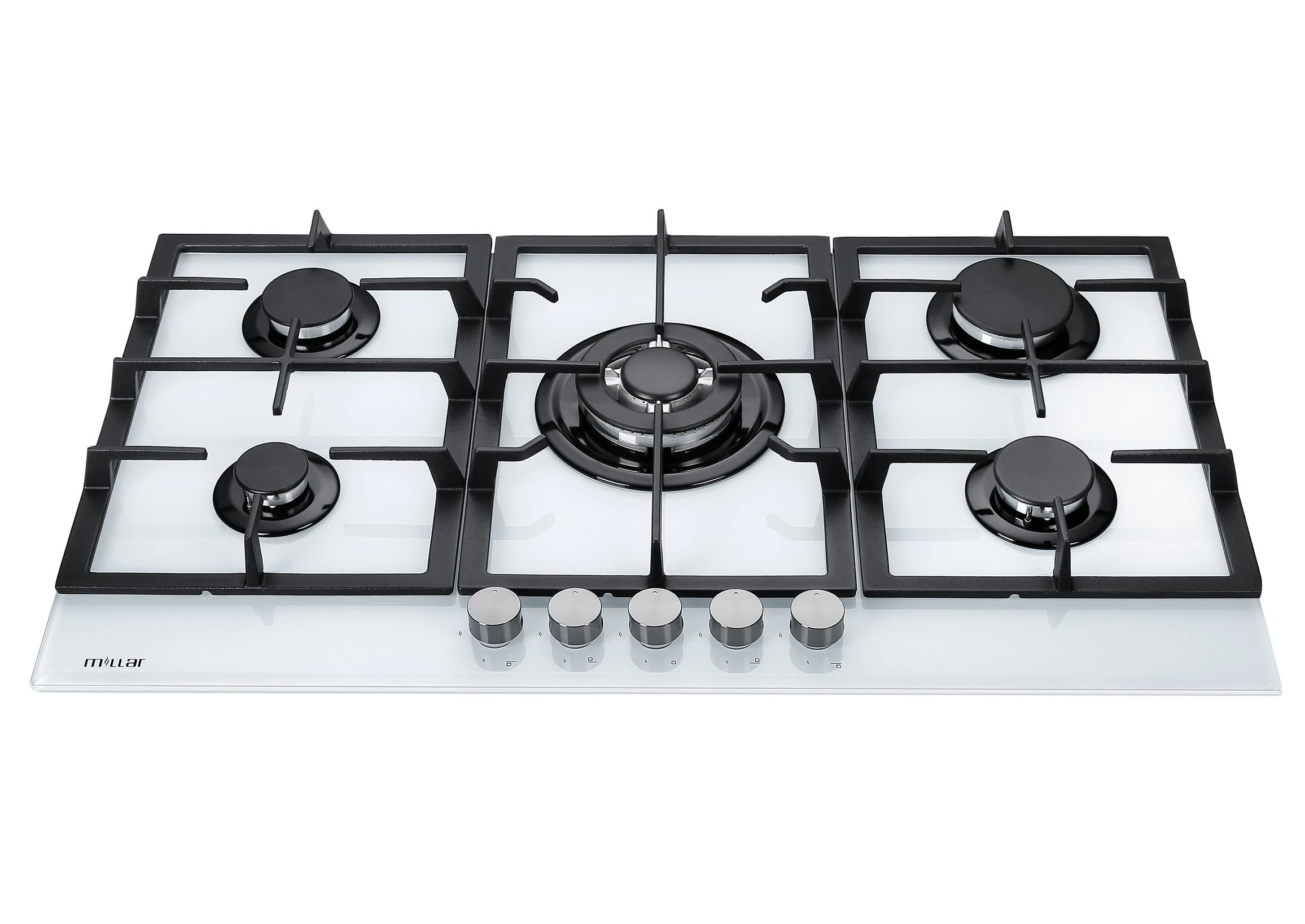Millar GH9051TW White Tempered Glass Hob Cooktop with 5 Gas Burners (90 cm)