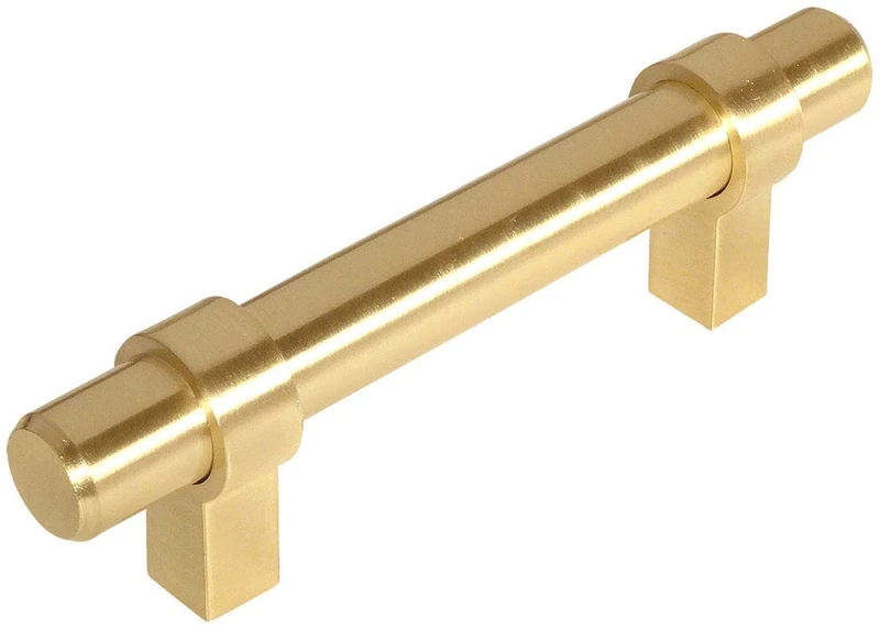 Cosmas 161-3BB Brushed Brass Euro Style Cabinet Bar Handle Pull - 3" Hole Centers - 10 Pack