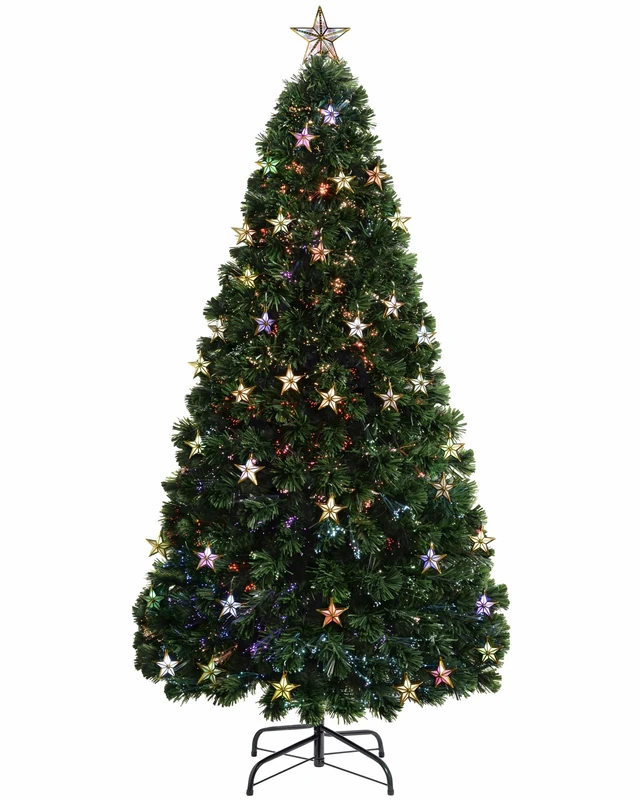 WeRChristmas Pre-Lit Fibre Optic Multi-Function Christmas Tree with Tree Topper and Lights, Multi-Colour, 5 feet/1.5 m