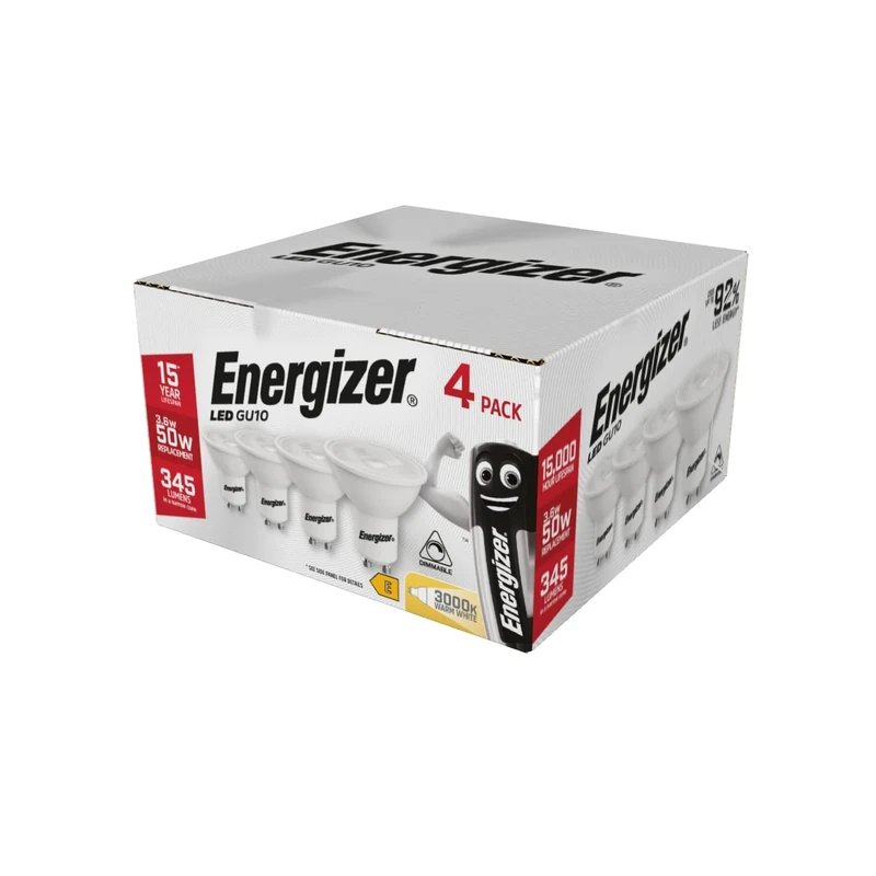 Energizer GU10 dimmable Lightbulb, 3.6 W, Warm White