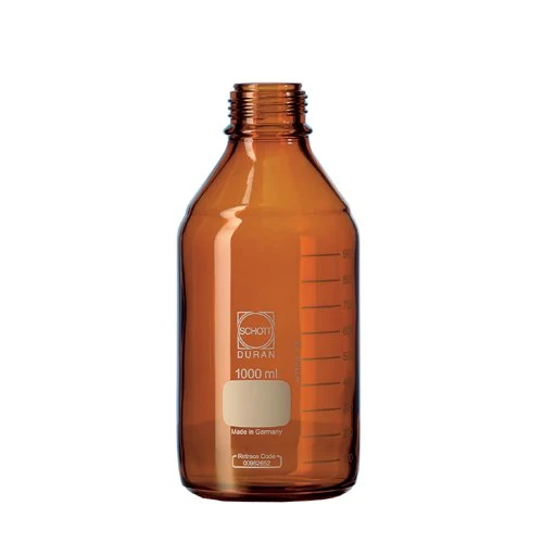 DURAN 21 806 44 5 Laboratory Bottle, Amber with Din Thread, 500 ml Capacity (Pack of 10)