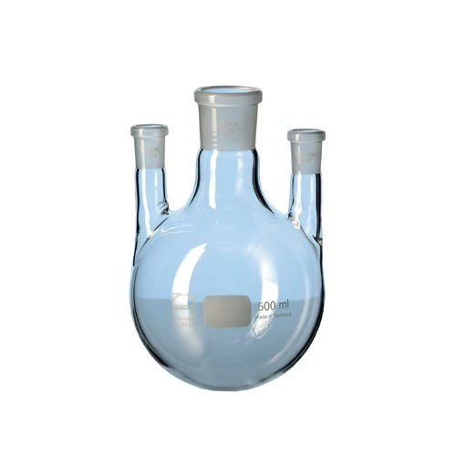 DURAN 24 185 44 Triple-Neck, Round Bottom Flask with Standard Ground Joint, Parallel Side Necks, 500 ml Capacity