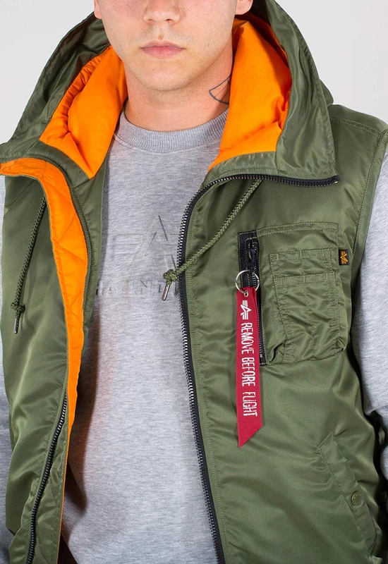 ALPHA INDUSTRIES Men's Hooded MA-1 Vest, Sage-Green, L - Image 1