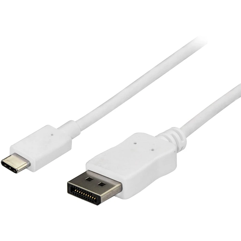 StarTech.com 6ft/1.8m USB C to DisplayPort 1.2 Cable 4K 60Hz - USB-C to DisplayPort Adapter Cable HBR2 - USB Type-C DP Alt Mode to DP Monitor Video Cable - Works w/ Thunderbolt 3 - White (CDP2DPMM6W)