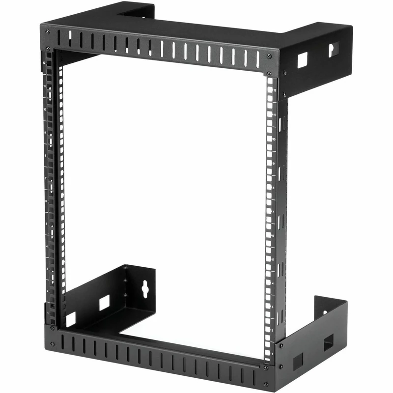 StarTech.com 2-Post 12U Heavy-Duty Wall-Mount Network Rack, 19" Open Frame Server Rack, 12" Deep, Wall Mount Data Rack for IT / AV / Patch Panel / Computer Equipment (RK12WALLO)
