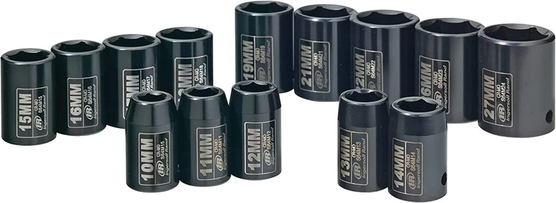 Ingersoll Rand SK4M14N 1/2-Inch Drive Metric Deep Impact Socket Set, Chromoly Steel, Durable, Black Finish for High Performance
