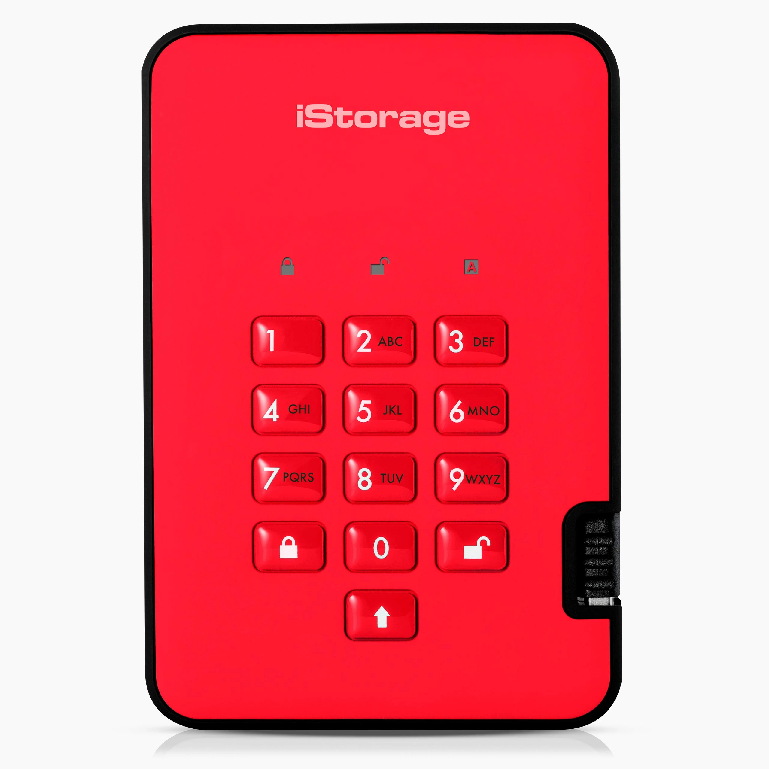 iStorage diskAshur2 HDD 3TB Red - Secure portable hard drive - Password protected - Dust & water resistant - Hardware Encryption