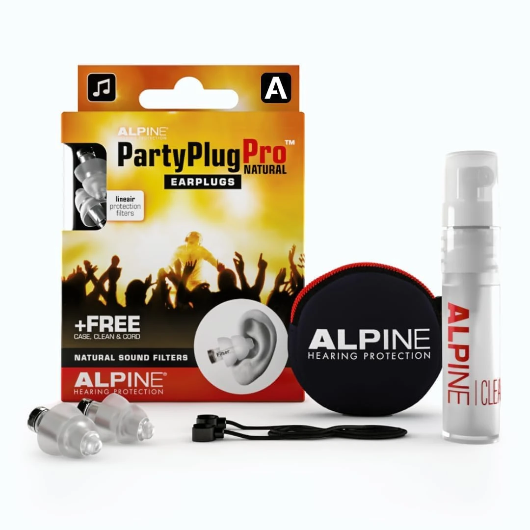 Alpine PartyPlug Pro Ear Plugs for Concerts – Noise Cancelling Ear Plugs for Party and Clubbing – 23dB Hearing Protection Against Loud Sound & Party Music – 1 Pair Reusable Earplugs (Pro Natural)