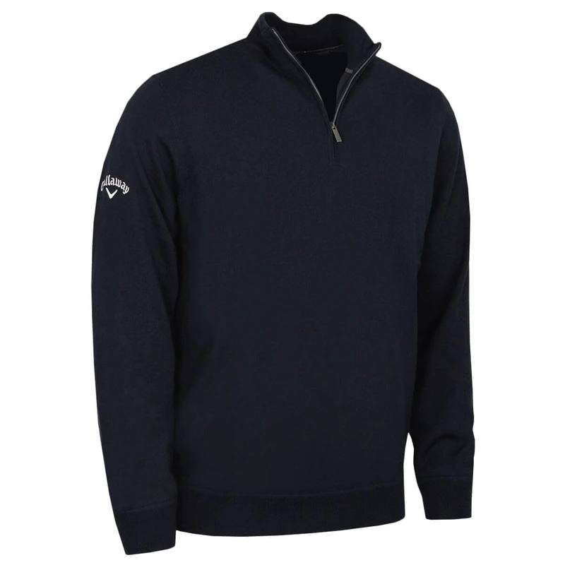 Callaway Golf Mens Windstopper 1/4 Zipped Sweater - Navy Blue - L