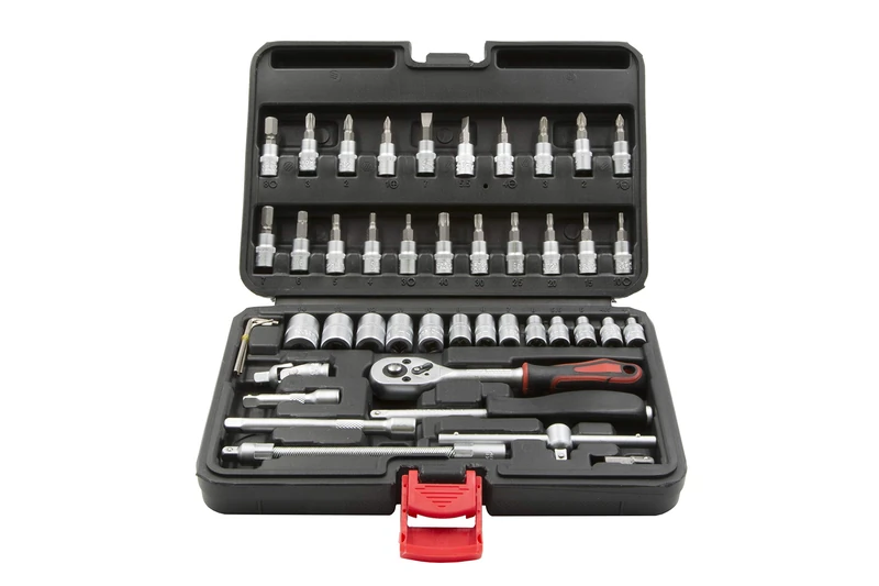 KRINO 64230008 Set 46 Pieces Socket and Inserts, Black