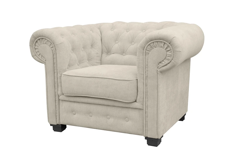 Sofas and More Chesterfield Style Corner Sofa Set 3+2 Seater Armchair Cream Fabric (Armchair)
