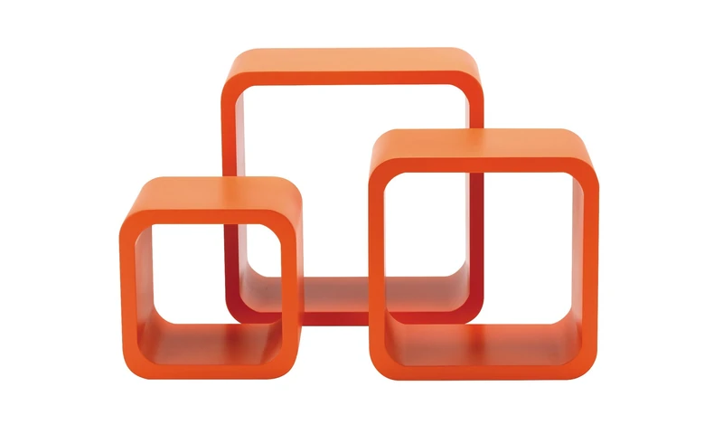 King Home M1106014/E Set of 3 Square Shelves Stondata, Orange, 27X15X27H 22X15X22H 17X15X17H