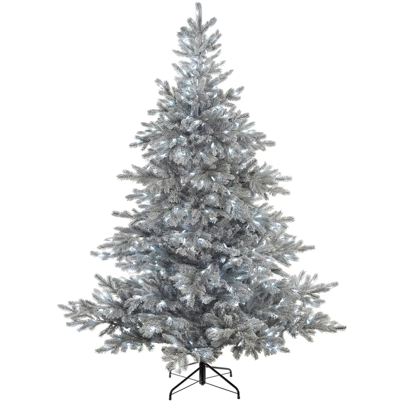 WeRChristmas Pre-Lit Frost Vermont Spruce Multi-Function Christmas Tree with 500 Cool White LED Lights, Green, 7 feet/2.1 m