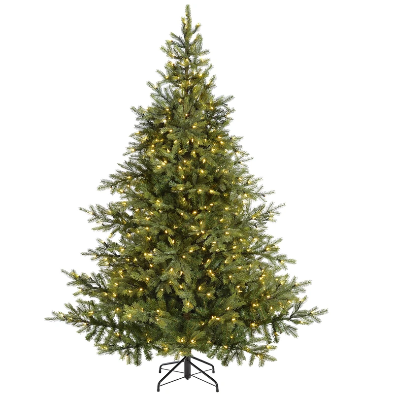 WeRChristmas Pre-Lit Empress Pine Multi-Function Christmas Tree with 500 Warm White LED Lights, Green, 7 feet/2.1 m